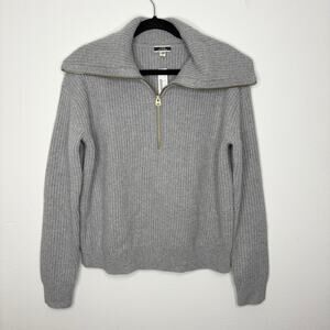 J Crew Size M Sweater 100% Cashmere Half Zip NEW Chunky Old Money Quiet Luxury